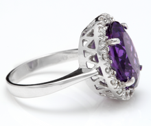 Load image into Gallery viewer, 6.25 Carats Natural Amethyst and Diamond 14K Solid White Gold Ring