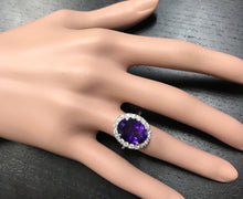 Load image into Gallery viewer, 6.25 Carats Natural Amethyst and Diamond 14K Solid White Gold Ring