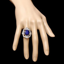 Load image into Gallery viewer, 10.10 Carats Natural Blue Sapphire and Diamond 14K Solid White Gold Ring