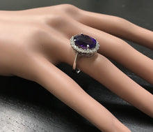 Load image into Gallery viewer, 6.25 Carats Natural Amethyst and Diamond 14K Solid White Gold Ring
