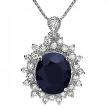 Load image into Gallery viewer, 6.80Ct Natural Sapphire and Diamond 14K Solid White Gold Pendant