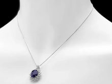 Load image into Gallery viewer, 6.80Ct Natural Sapphire and Diamond 14K Solid White Gold Pendant
