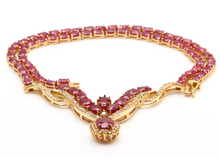 Load image into Gallery viewer, 54.14Ct Natural Red Ruby and Diamond 14K Solid Yellow Gold Necklace
