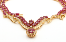 Load image into Gallery viewer, 54.14Ct Natural Red Ruby and Diamond 14K Solid Yellow Gold Necklace
