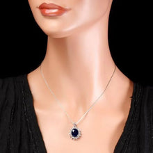 Load image into Gallery viewer, 6.80Ct Natural Sapphire and Diamond 14K Solid White Gold Pendant