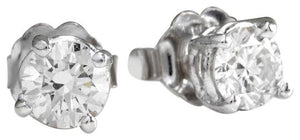 Exquisite 1.20 Carats Natural Diamond 14K Solid White Gold Stud Earrings