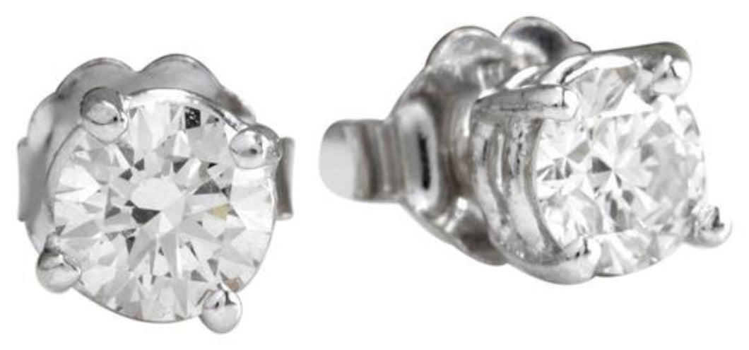 Exquisite 0.40 Carats Natural VS2-SI1 Diamond 14K Solid White Gold Stud Earrings