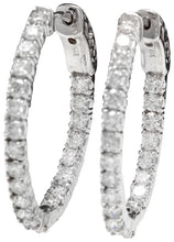 Load image into Gallery viewer, Exquisite 2.25 Carats Natural Diamond 14K Solid White Gold Hoop Earrings