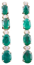 Load image into Gallery viewer, 6.20Ct Natural Emerald and Diamond 14K Solid Yellow Gold Earrings