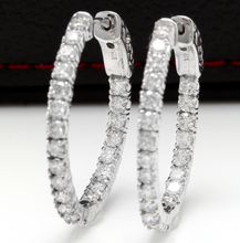Load image into Gallery viewer, Exquisite 2.25 Carats Natural Diamond 14K Solid White Gold Hoop Earrings