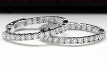 Load image into Gallery viewer, Exquisite 2.25 Carats Natural Diamond 14K Solid White Gold Hoop Earrings