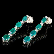 Load image into Gallery viewer, 6.20Ct Natural Emerald and Diamond 14K Solid Yellow Gold Earrings