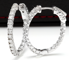 Load image into Gallery viewer, Exquisite 2.25 Carats Natural Diamond 14K Solid White Gold Hoop Earrings