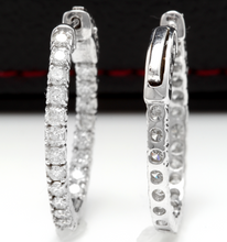 Load image into Gallery viewer, Exquisite 2.25 Carats Natural Diamond 14K Solid White Gold Hoop Earrings