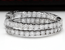 Load image into Gallery viewer, Exquisite 2.25 Carats Natural Diamond 14K Solid White Gold Hoop Earrings