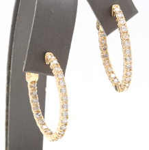 Load image into Gallery viewer, Exquisite 2.25 Carats Natural Diamond 14K Solid Yellow Gold Hoop Earrings