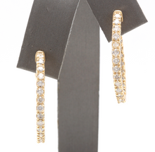 Load image into Gallery viewer, Exquisite 2.25 Carats Natural Diamond 14K Solid Yellow Gold Hoop Earrings