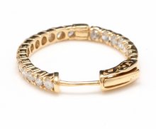 Load image into Gallery viewer, Exquisite 2.25 Carats Natural Diamond 14K Solid Yellow Gold Hoop Earrings