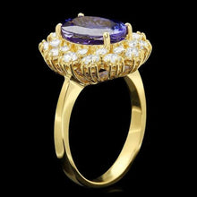 Load image into Gallery viewer, 4.80 Carats Natural Tanzanite and Diamond 14K Solid Yellow Gold Ring