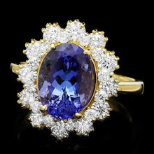 Load image into Gallery viewer, 4.80 Carats Natural Tanzanite and Diamond 14K Solid Yellow Gold Ring