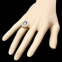 Load image into Gallery viewer, 4.80 Carats Natural Tanzanite and Diamond 14K Solid Yellow Gold Ring