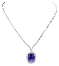 Load image into Gallery viewer, 30.30Ct Natural Tanzanite and Diamond 18K Solid White Gold Necklace