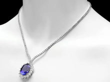 Load image into Gallery viewer, 30.30Ct Natural Tanzanite and Diamond 18K Solid White Gold Necklace