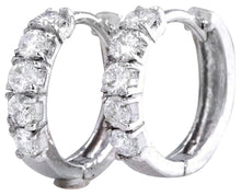 Load image into Gallery viewer, Exquisite .60 Carats Natural Diamond 14K Solid White Gold Hoop Earrings