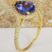 Load image into Gallery viewer, 1.50 Carats Natural Very Nice Looking Tanzanite and Diamond 14K Solid Yellow Gold Ring