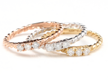Load image into Gallery viewer, Splendid 0.45 Carats Natural Diamond Set of 3 Stackable 14K Solid Multi-Color Gold Rings