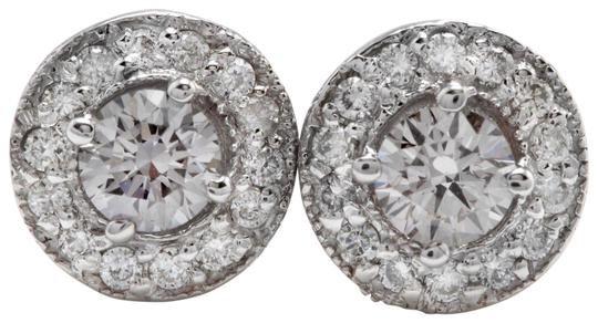 Exquisite .94 Carats Natural Diamond 14K Solid White Gold Stud Earrings