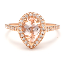 Load image into Gallery viewer, 1.40 Carats Exquisite Natural Morganite and Diamond 14K Solid Rose Gold Ring