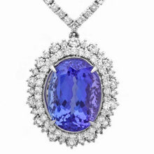 Load image into Gallery viewer, 26.80Ct Natural Tanzanite and Diamond 18K Solid White Gold Necklace