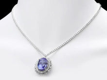 Load image into Gallery viewer, 26.80Ct Natural Tanzanite and Diamond 18K Solid White Gold Necklace