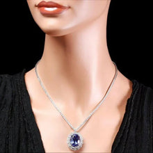 Load image into Gallery viewer, 26.80Ct Natural Tanzanite and Diamond 18K Solid White Gold Necklace