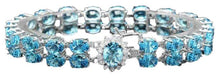 Load image into Gallery viewer, 34.00 Natural Swiss Blue Topaz and Diamond 14K Solid White Gold Bracelet