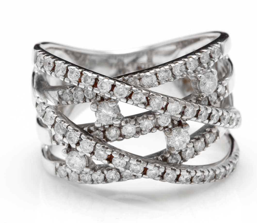 Splendid 1.00 Carats Natural Diamond 14K Solid White Gold Ring