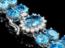 Load image into Gallery viewer, 34.00 Natural Swiss Blue Topaz and Diamond 14K Solid White Gold Bracelet