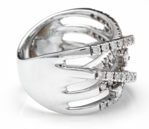 Splendid 1.00 Carats Natural Diamond 14K Solid White Gold Ring