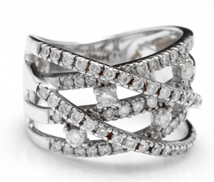 Splendid 1.00 Carats Natural Diamond 14K Solid White Gold Ring