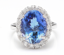 Load image into Gallery viewer, 7.70 Carats Natural Splendid Tanzanite and Diamond 14K Solid White Gold Ring