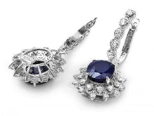 Load image into Gallery viewer, 8.60 Carats Natural Sapphire and Diamond 14K Solid White Gold Earrings