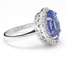 Load image into Gallery viewer, 7.70 Carats Natural Splendid Tanzanite and Diamond 14K Solid White Gold Ring