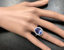 Load image into Gallery viewer, 7.70 Carats Natural Splendid Tanzanite and Diamond 14K Solid White Gold Ring