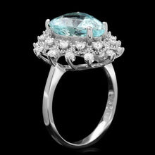 Load image into Gallery viewer, 5.70 Carats Natural Aquamarine and Diamond 14K Solid White Gold Ring