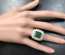 Load image into Gallery viewer, 8.70 Carats Natural Emerald and Diamond 14K Solid Yellow Gold Ring