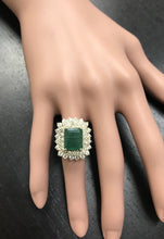 Load image into Gallery viewer, 8.70 Carats Natural Emerald and Diamond 14K Solid Yellow Gold Ring