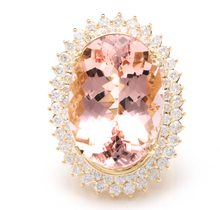 Load image into Gallery viewer, 36.25 Carats Exquisite Natural Morganite and Diamond 14K Solid Yellow Gold Ring