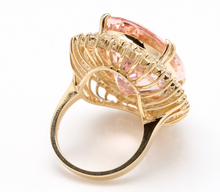 Load image into Gallery viewer, 36.25 Carats Exquisite Natural Morganite and Diamond 14K Solid Yellow Gold Ring