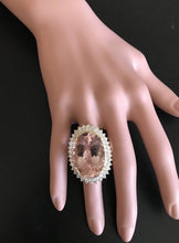 Load image into Gallery viewer, 36.25 Carats Exquisite Natural Morganite and Diamond 14K Solid Yellow Gold Ring